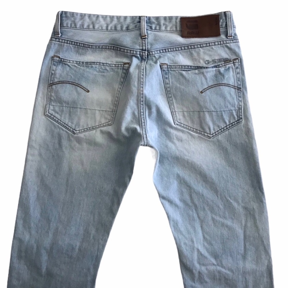 G Star Raw Jeans Slim Straight 3301 Button Fly Light Wash Mens 30